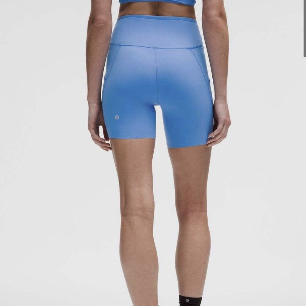 Lululemon Fast And Free High Rise Shorts Women’s 8 Pool Party Blue 6” Pocket NWT - Picture 16 of 16